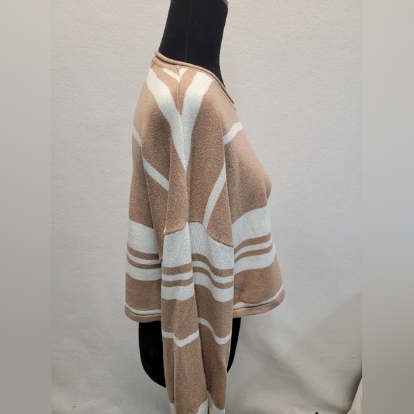 ZESICA Women's Size Medium Long Sleeve Crewneck Stripe Crop Sweater - Picture 8 of 10